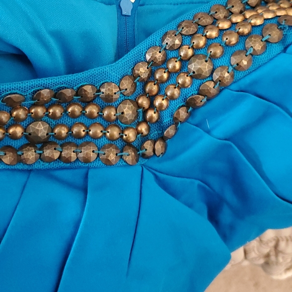 Bisou Bisou teal blue adjustable straps dress 14 - Picture 6 of 8